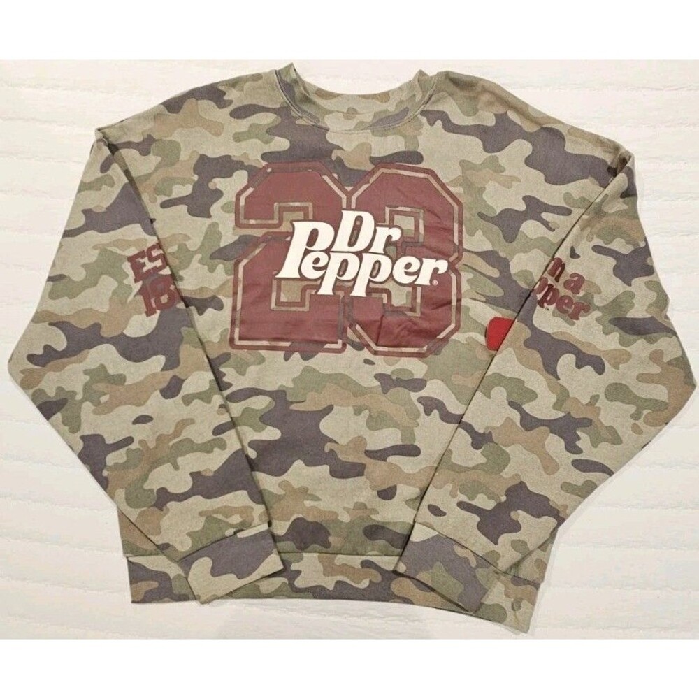 Dr. Pepper Camo Womens Oversized Sweatshirt Sz L - Picture 1 of 11